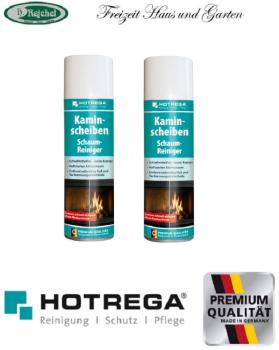 Hotrega 2 x 300ml Kaminscheiben Schaumreiniger Spray Pflege Asche Ofen Scheibe Glas Ruß